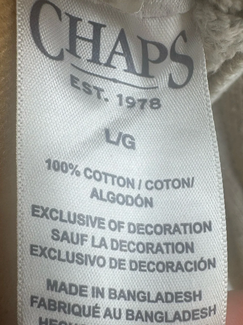 Chaps Men's Crewneck Sweater in Light Beige/Oatmeal EUC 0264